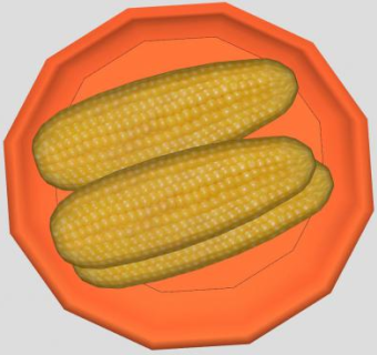 橙色盘上的熟玉米SU模型下载_sketchup草图大师SKP模型