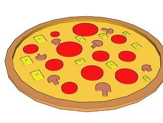 意大利辣蘑菇香肠披萨SU模型下载_sketchup草图大师SKP模型