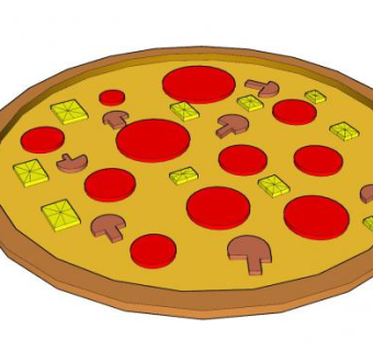 意大利辣蘑菇香肠披萨SU模型下载_sketchup草图大师SKP模型