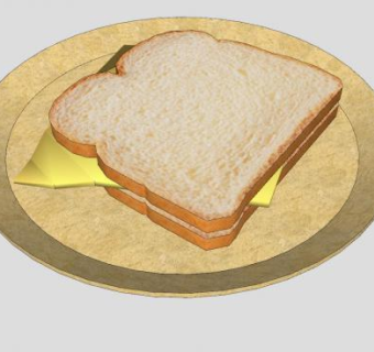 盘子上的芝士三明治SU模型下载_sketchup草图大师SKP模型