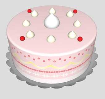 粉色系草莓奶油蛋糕SU模型下载_sketchup草图大师SKP模型