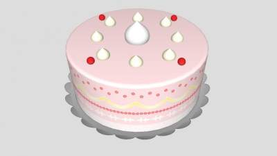 粉色系草莓奶油蛋糕SU模型下载_sketchup草图大师SKP模型