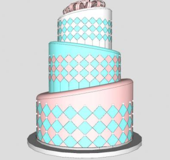 三层花式珍珠蛋糕SU模型下载_sketchup草图大师SKP模型