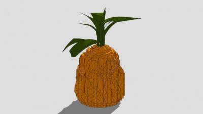 简易水果菠萝SU模型下载_sketchup草图大师SKP模型