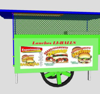 汉堡广告招牌餐车SU模型下载_sketchup草图大师SKP模型