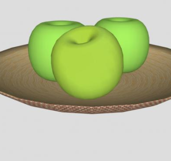 盘子上的三个青苹果SU模型下载_sketchup草图大师SKP模型
