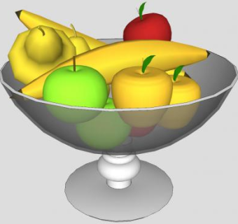 玻璃果盆和水果SU模型下载_sketchup草图大师SKP模型