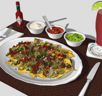 烤干酪辣味玉米片调味料饮品SU模型下载_sketchup草图大师SKP模型