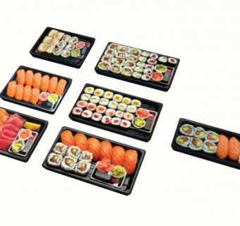 七盘三文鱼寿司卷SU模型下载_sketchup草图大师SKP模型