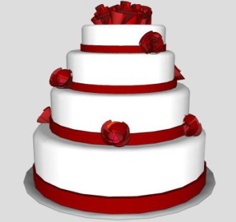 四层鲜花奶油蛋糕SU模型下载_sketchup草图大师SKP模型