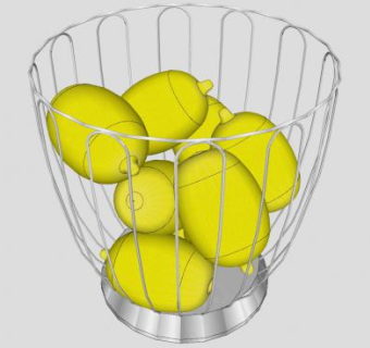 金属果盆里的柠檬SU模型下载_sketchup草图大师SKP模型