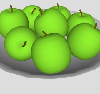 盘子上的8个青苹果SU模型下载_sketchup草图大师SKP模型