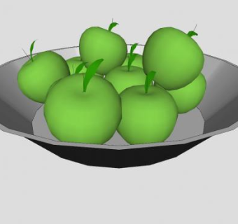果盘上的10个青苹果SU模型下载_sketchup草图大师SKP模型