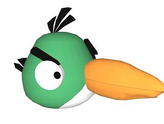 愤怒的小鸟中的绿色小鸟SU模型下载_sketchup草图大师SKP模型