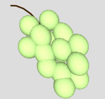 一串绿色葡萄SU模型下载_sketchup草图大师SKP模型