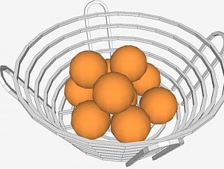 金属果盆<em>里</em>的橙子SU模型下载_sketchup草图大师SKP模型