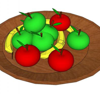 果盘中的香蕉苹果SU模型下载_sketchup草图大师SKP模型