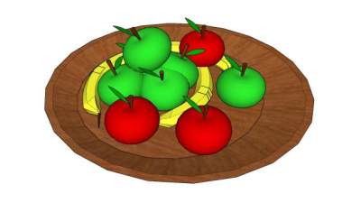 果盘中的香蕉苹果SU模型下载_sketchup草图大师SKP模型