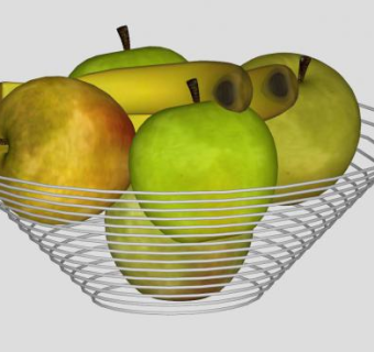 果盘苹果香蕉SU模型下载_sketchup草图大师SKP模型