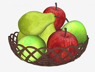 镂空果盆<em>苹果</em>和梨SU模型下载_sketchup草图大师SKP模型