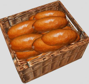 编织篮子的面包SU模型下载_sketchup草图大师SKP模型