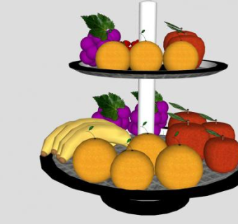 双层果盆水果SU模型下载_sketchup草图大师SKP模型