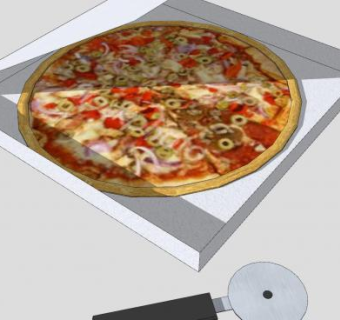比萨饼和刀具SU模型下载_sketchup草图大师SKP模型