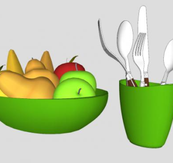水果碗具餐具SU模型下载_sketchup草图大师SKP模型