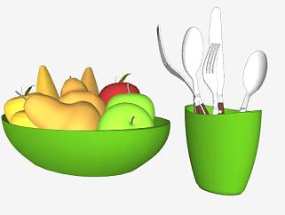 水果<em>碗</em>具餐具SU模型下载_sketchup草图大师SKP模型