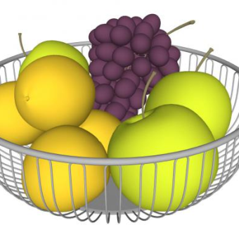 金属果盆和水果种类SU模型下载_sketchup草图大师SKP模型
