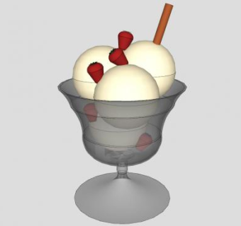 香草冰淇淋加草莓SU模型下载_sketchup草图大师SKP模型