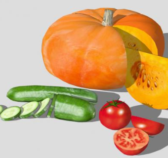 切南瓜黄瓜番茄SU模型下载_sketchup草图大师SKP模型