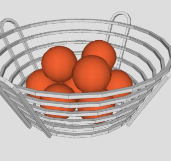 金属果盆中的橘子SU模型下载_sketchup草图大师SKP模型