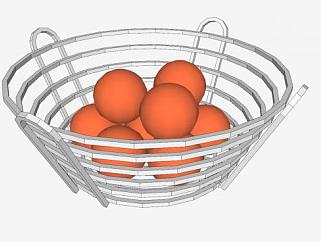 金属果盆中的橘子SU模型下载_sketchup草图大师SKP模型