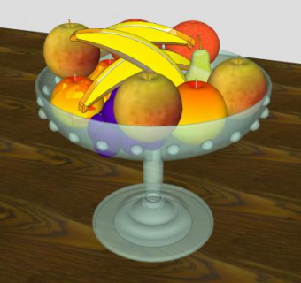 玻璃果盘和水果SU模型下载_sketchup草图大师SKP模型