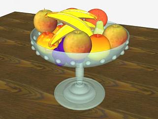 玻璃果盘和水果SU模型下载_sketchup草图大师SKP模型