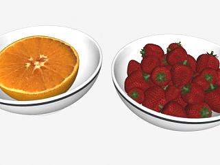 碗中的<em>橘子</em>和草莓SU模型下载_sketchup草图大师SKP模型