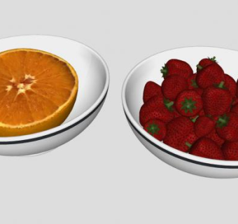 碗中的橘子和草莓SU模型下载_sketchup草图大师SKP模型
