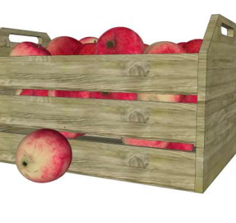 木箱子中的苹果SU模型下载_sketchup草图大师SKP模型