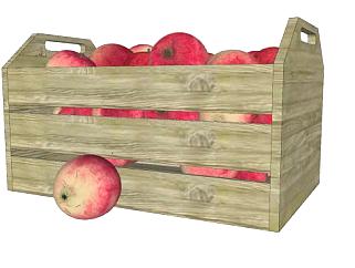 木箱子中的苹果SU模型下载_sketchup草图大师SKP模型