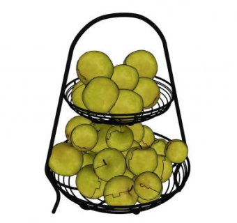 双层果盆架和青苹果SU模型下载_sketchup草图大师SKP模型