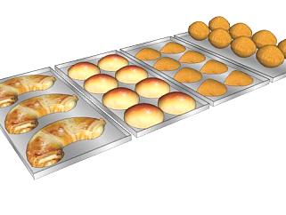 烤盘上的面包种类SU模型下载_sketchup草图大师SKP模型