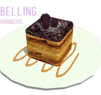 桑葚味西式甜点SU模型下载_sketchup草图大师SKP模型