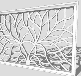 花架白色植物SU模型下载_sketchup草图大师SKP模型