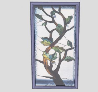 彩色玻璃面板花架SU模型下载_sketchup草图大师SKP模型