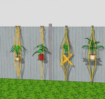 竹子植物花架SU模型下载_sketchup草图大师SKP模型