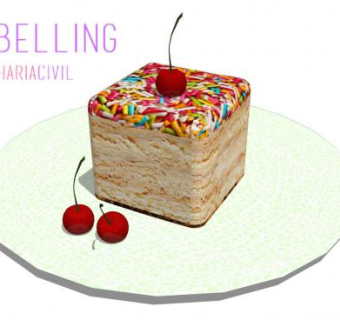 樱桃彩糖西点蛋糕SU模型下载_sketchup草图大师SKP模型