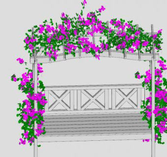 花坛凳白色花架SU模型下载_sketchup草图大师SKP模型
