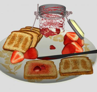 草莓果酱吐司面包SU模型下载_sketchup草图大师SKP模型