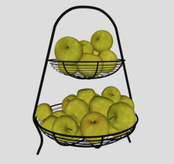 双层果架和青苹果SU模型下载_sketchup草图大师SKP模型